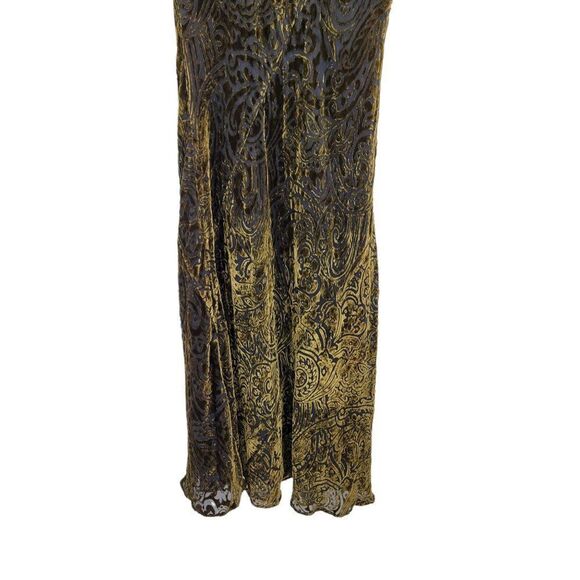 Vintage 80's Kay Unger Dress Formal Crushed Velvet Scroll Burnout Maxi Green 6 - Picture 10 of 10